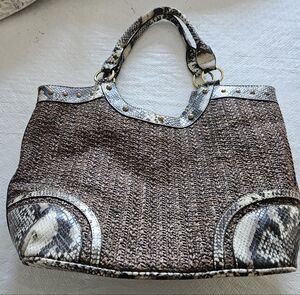 Brown and Snake Print Women's Bag